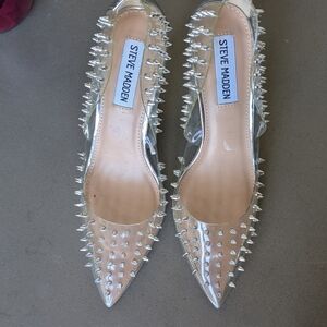 Steve Madden Silver Spiked Heels